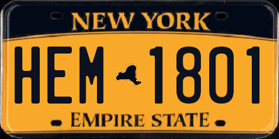 NY license plate HEM1801