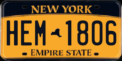 NY license plate HEM1806
