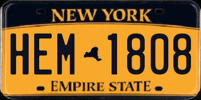 NY license plate HEM1808