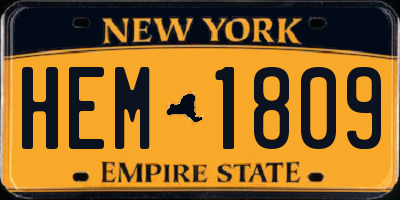 NY license plate HEM1809