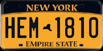NY license plate HEM1810