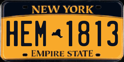 NY license plate HEM1813