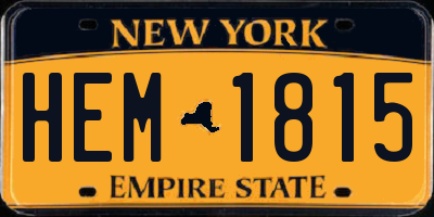 NY license plate HEM1815
