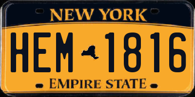 NY license plate HEM1816