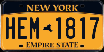 NY license plate HEM1817