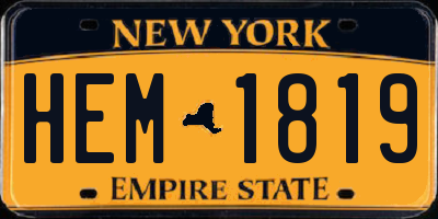 NY license plate HEM1819