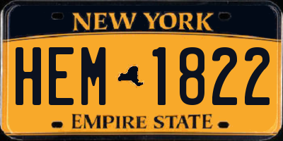 NY license plate HEM1822