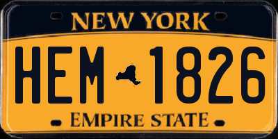 NY license plate HEM1826