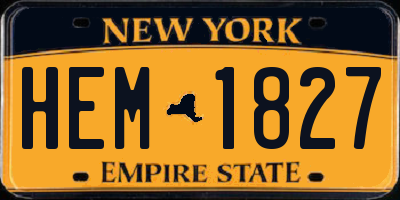 NY license plate HEM1827