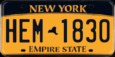 NY license plate HEM1830