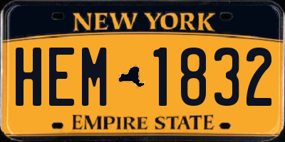 NY license plate HEM1832