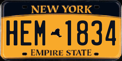 NY license plate HEM1834