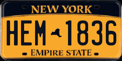 NY license plate HEM1836
