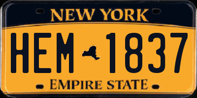 NY license plate HEM1837
