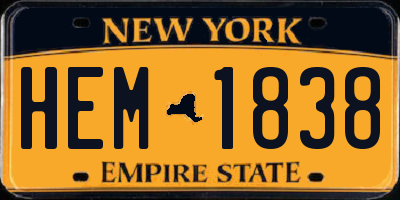NY license plate HEM1838