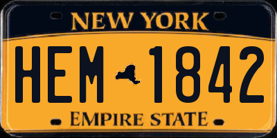 NY license plate HEM1842
