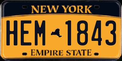 NY license plate HEM1843