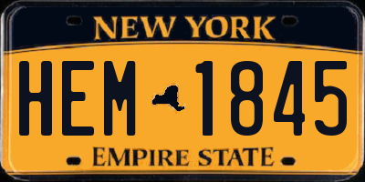 NY license plate HEM1845