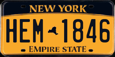 NY license plate HEM1846