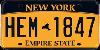NY license plate HEM1847