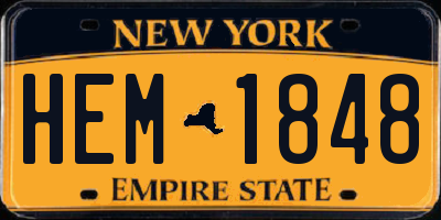 NY license plate HEM1848
