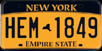 NY license plate HEM1849