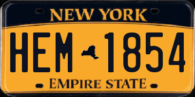NY license plate HEM1854