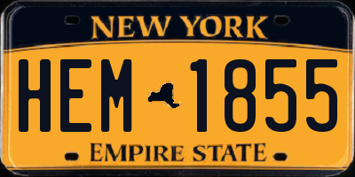 NY license plate HEM1855