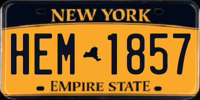 NY license plate HEM1857