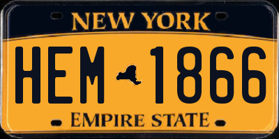 NY license plate HEM1866
