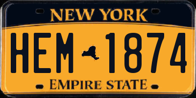 NY license plate HEM1874