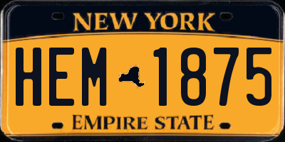 NY license plate HEM1875