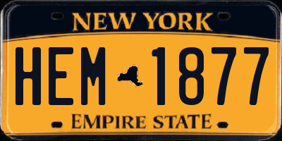 NY license plate HEM1877