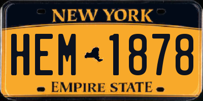 NY license plate HEM1878