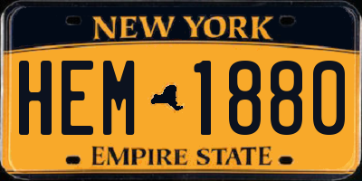 NY license plate HEM1880