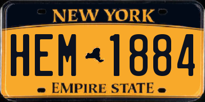 NY license plate HEM1884
