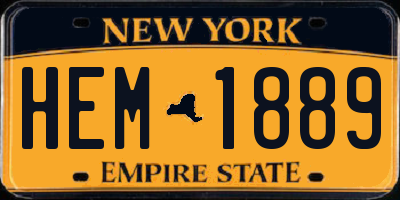 NY license plate HEM1889