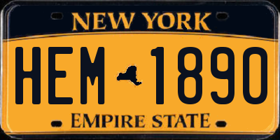 NY license plate HEM1890