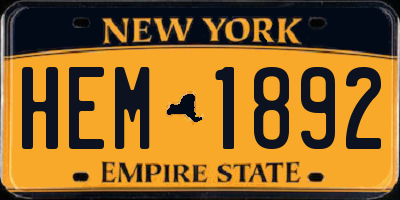 NY license plate HEM1892