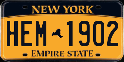 NY license plate HEM1902