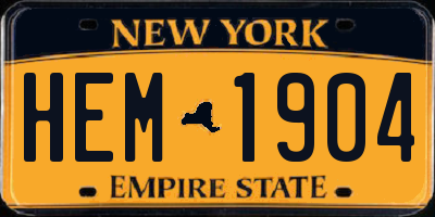 NY license plate HEM1904