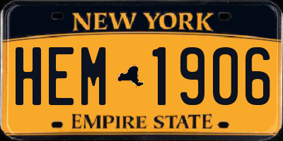 NY license plate HEM1906