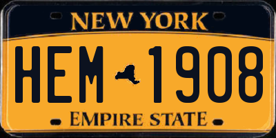 NY license plate HEM1908