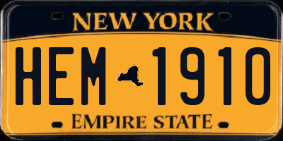 NY license plate HEM1910