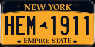 NY license plate HEM1911