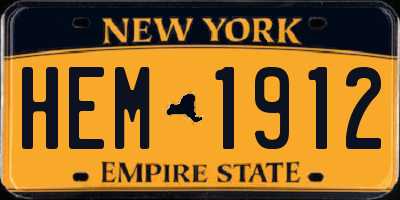 NY license plate HEM1912