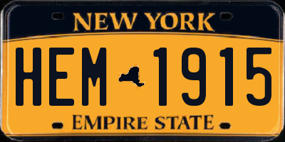 NY license plate HEM1915
