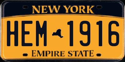 NY license plate HEM1916