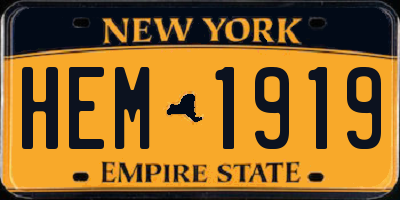 NY license plate HEM1919