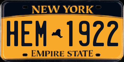 NY license plate HEM1922